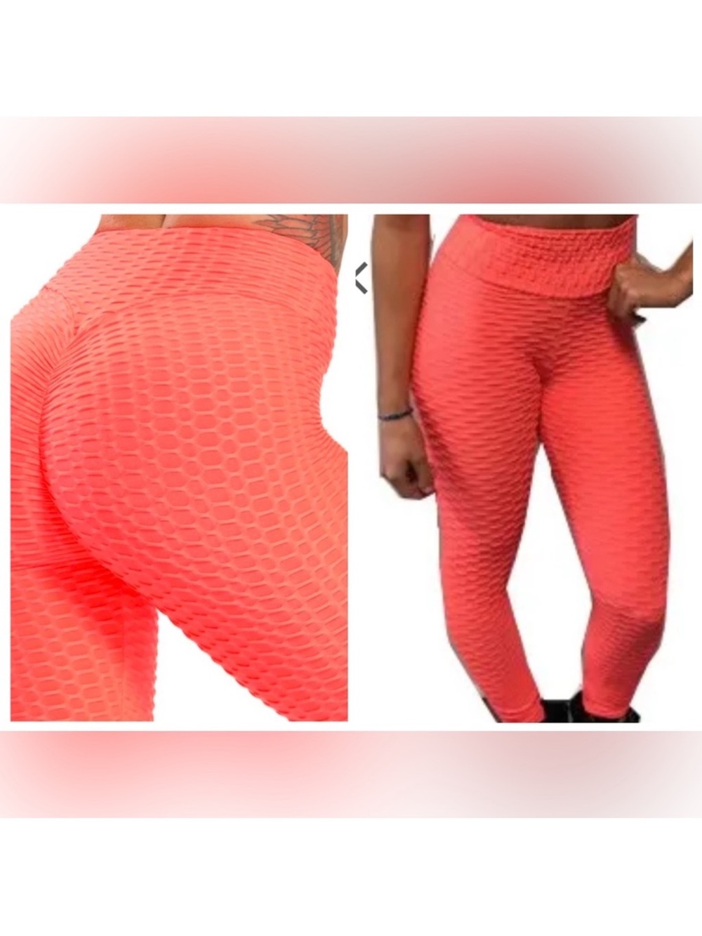 Hot Kiss neon coral leggings size medium